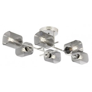 METAL and GLASS CHROME PLATED CHANDELIER 80 x 40 CM LOAD: 23 CM